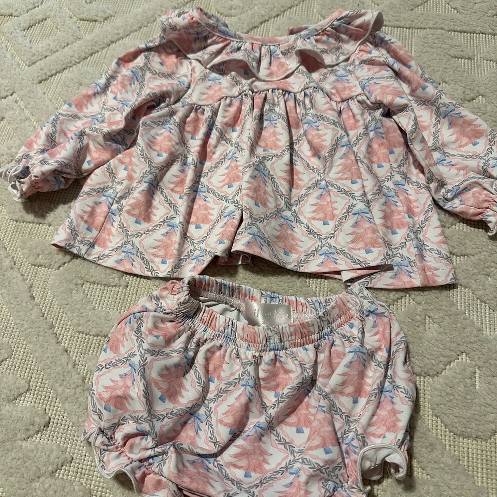 Pink and White Christmas Baby Outfit